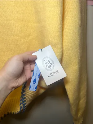 Cider Butter Yellow Crewneck Sweater with Blue Trim thumbnail 2