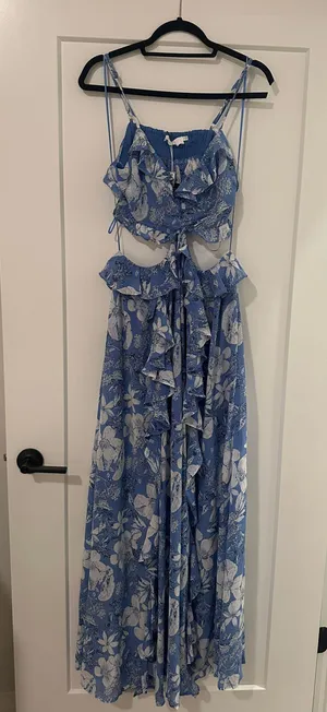 Blue Ruffle Maxi Dress thumbnail 12