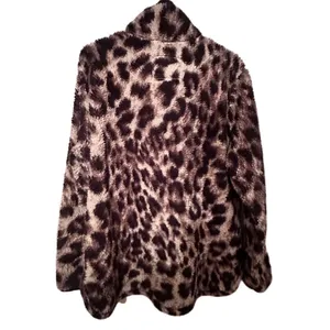 Cozy Sherpa Womens Leopard Print Fuzzy Fleece Pullover Half Zip Women Jacket XXL thumbnail 5