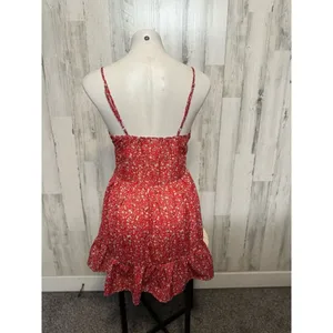Red Floral Ruffle Mini Dress – Size Small – Cute Summer/Brunch Dress thumbnail 2