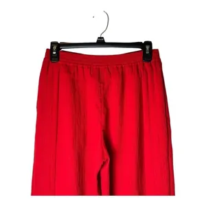 Palmer Harding Pants Women 2 Red‎ Crinkled Fabric Elastic Waist Silence Wide Leg thumbnail 6