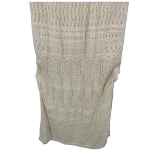 Tahari Womens Open Knit Sleeveless Maxi Dress Cream Size Small Resortwear Beach thumbnail 8