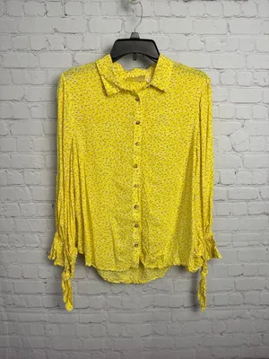 Maeve Anthropologie Blithe Button-Down Top size 12 Bow Detail Sleeve peasant thumbnail 2
