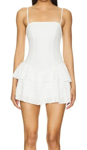 MORE TO COME Shay Mini Dress in White, Size S thumbnail 1