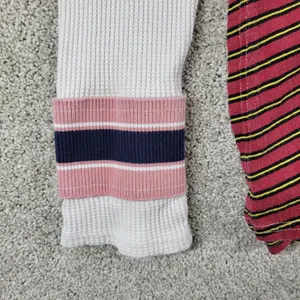 BDG UO Frazier Sweater M White Red Stripe Asymmetric Patch Waffle Knit Acadamia thumbnail 6