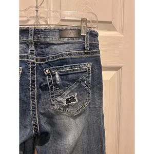 Daytrip Mila Bootcut Jeans 27 Medium Wash Distressed Thick Stitch Hemmed thumbnail 9