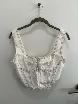 White Corset Crop Top Calypso Boutique Size Medium thumbnail 2