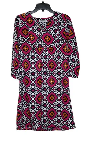 Buckhead Betties Geometric V-Neck 3/4 Sleeve Shift‎ Dress Multicolor Women Small thumbnail 1