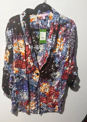 Lilly Pulitzer Anthropologie Resort Paisley Floral Button Up‎ Shirt Medium NWT thumbnail 1