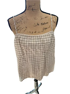 Joyspun Plaid Cami Sleep Top Beige Brown Women's Size XL NWT thumbnail 2
