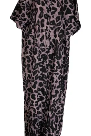 Elegant Black and Pink Leopard Jumpsuit Size XXL thumbnail 1