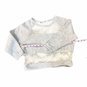 Lovers + Friends Light Gray Mesh-Panel Sweatshirt Sz XS thumbnail 1