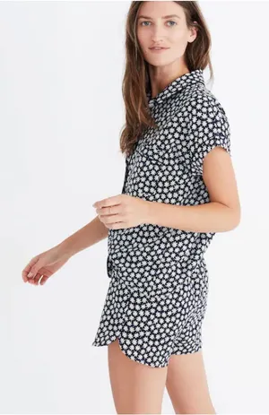Madewell Mini Daisy Short Sleeve Pajama Set Top medium, bottoms XL thumbnail 1