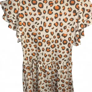 Chic Leopard Print Ruffle Sleeve Blouse Brown Size M thumbnail 2