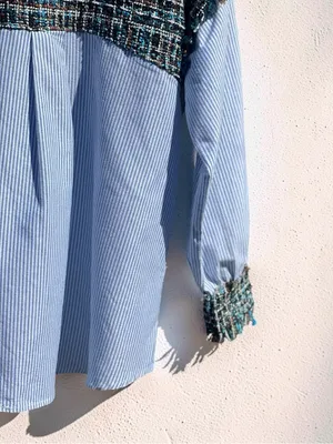 Zara Basic Collection Tweed Pinstripe Button-Down Shirt Size M thumbnail 11