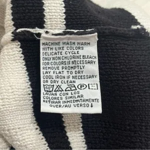 Y2K Dana B. and Karen Black White Stripe Knit Zipup Jacket‎ Old Money Academia M thumbnail 7