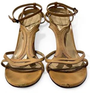 Bottega Veneta Nude Leather Strappy Stiletto Sandals Heels 39 Italy thumbnail 1