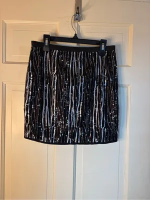 Women’s Black/Silver Sequin Mini Skirt Party Cocktail Sparkly-Size Small New thumbnail 9