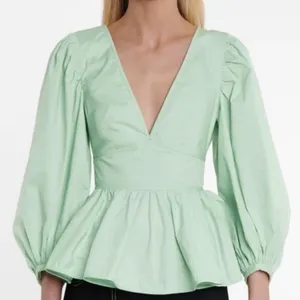 STAUD Luna Peplum Top In Sage 4 thumbnail 1