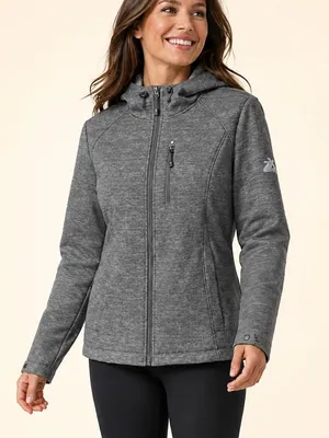ZeroXposur Women’s L Gray Plush Fleece Lined Hooded Softshell Jacket Outdoor thumbnail 1