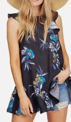 Free People Summer in Tulum linen floral Mini Dress small thumbnail 1
