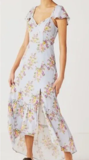 Rewind Light Blue Floral Maxi Dress thumbnail 1
