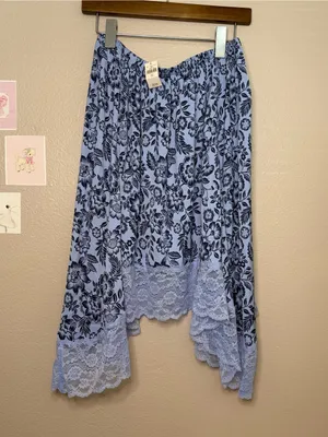 Aerie whimsy blue lace asymmetrical ruffle skirt cottagecore small new thumbnail 2