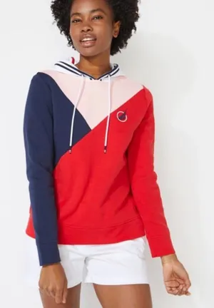 Nautica Colorblock Hoodie Women’s Medium Red Navy White Pullover 2019 thumbnail 1