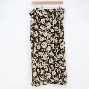 Sag Harbor Skirt Womens XL Black Floral Midi Elastic Waist NEW thumbnail 5