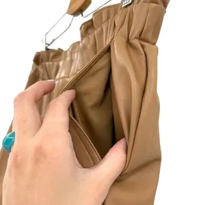 Abercrombie and Fitch Shorts Faux Vegan Leather High Waist Camel‎ Tan Size Large thumbnail 5