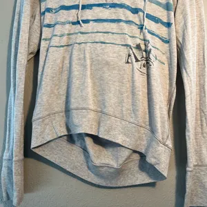 American Eagle Outfitters Y2K Blue and Gray Striped Hoodie SZ M 2000s Vintage thumbnail 2
