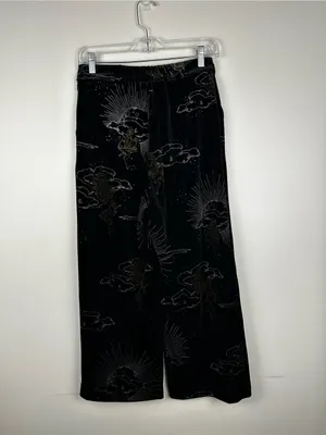 Disturbia‎ Adelina Foil Print Velour Wide Leg Trousers Women’s Sz 6 thumbnail 6