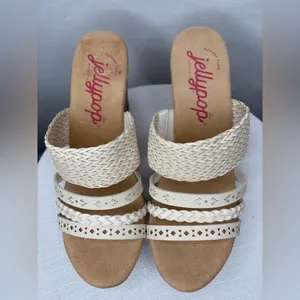 Jellypop women’s Size 8 Cream Woven Strap Wedge Sandals Memory Foam(B95)&✨ thumbnail 7