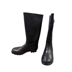 Khombu Womens Black Crocodile-Embossed Rain & Snow Boots Size 10 thumbnail 3