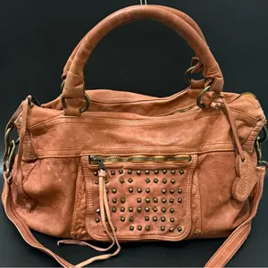 MONI MONI Cinzia Moniaci Brown Italian Leather Studded Splendor Tote Satchel Bag thumbnail 1