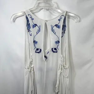 Free People Medium Slip Dress Adelaide Festival White Blue Floral Boho Mini 195‎ thumbnail 8
