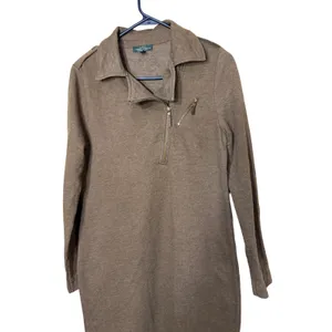 Lauren Jeans Co Ralph Lauren Brown Quarter Zip Shift Dress M thumbnail 2