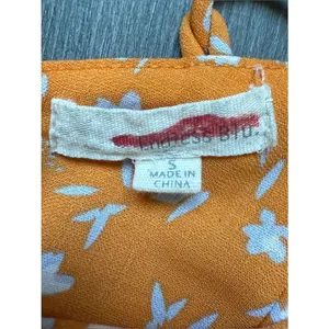Endless Blu Ruched Midi Dress Bodycon Leg Slit Orange Floral thumbnail 3