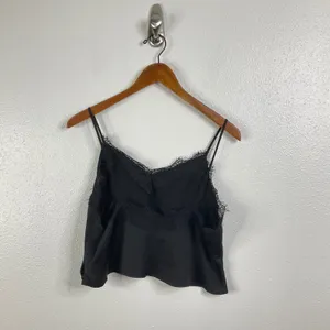 Open Edit Black‎ Lace Trim Cami Top Size Medium thumbnail 2