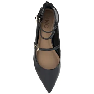 INC International Concepts Womens Valan Triple-Strapped Flats Black Patent 6M thumbnail 9