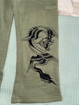 Ed Hardy Women Dragon Dagger Fleece Cargo Pants Small EHW8203-6 Olive Green thumbnail 2