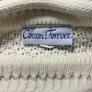 80s Cotton Forever Cream Chunky Knit Sweater USA 100% Cotton Women L Cottage VTG thumbnail 2