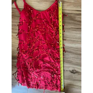 The Competitor Red Sequin Dance Costume Mini Dress Bodysuit MA Made in USA thumbnail 6