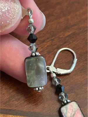 C437 Earrings 925 sterling silver very nice mother of pearl thumbnail 5