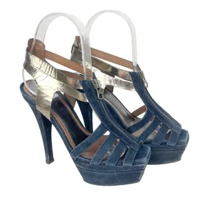 MARNI Blue/Silver Strappy Platform Heels Stiletto Sandals - Size 6.5 thumbnail 2