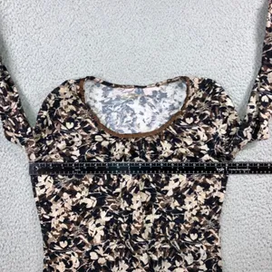 St. John's Bay Floral Cottagecore Top Small Brown‎ Scoop Neck Cotton Earthy Neutral Classic L/S thumbnail 11