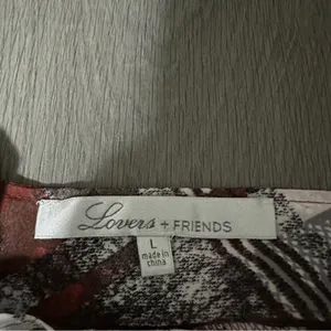 Lovers + Friends Plaid Camisole‎ Tank Top Women's Size Large Lace Trim V-Neck thumbnail 7