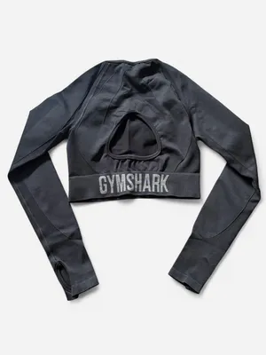 Gymshark Black Flex Sports Long Sleeve Crop Top Athletic Fitness Women’s Size M thumbnail 4