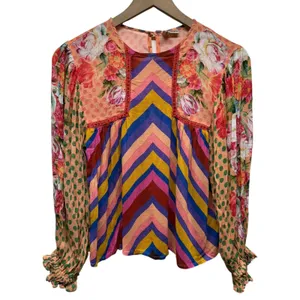 Bl^nk London Anthropologie‎ Miranda Peasant Blouse XSP Floral Boho Artsy Top thumbnail 2