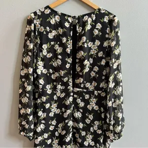 ASOS Emory Park Dark Ditzy Floral Print Maxi Dress Size Large Long Sleeve thumbnail 5